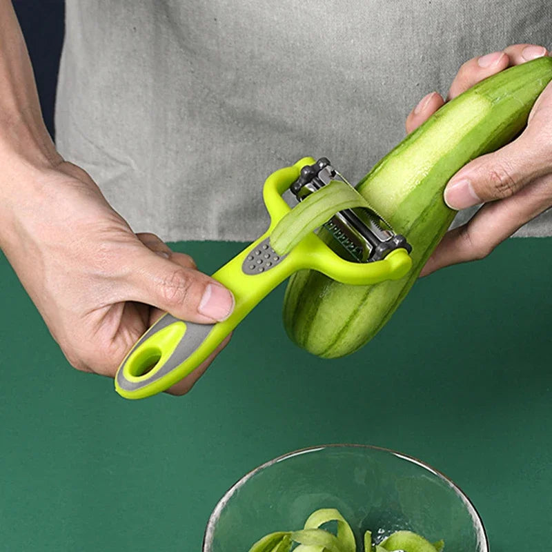 Épluche-légumes multifonction 3 en 1 – Lame en acier inoxydable.